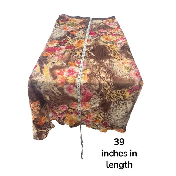 DS by Debbie Shuchat Floral Leopard Print Maxi Skirt | Brown Boho Y2K Slip Style - Picture 6 of 6